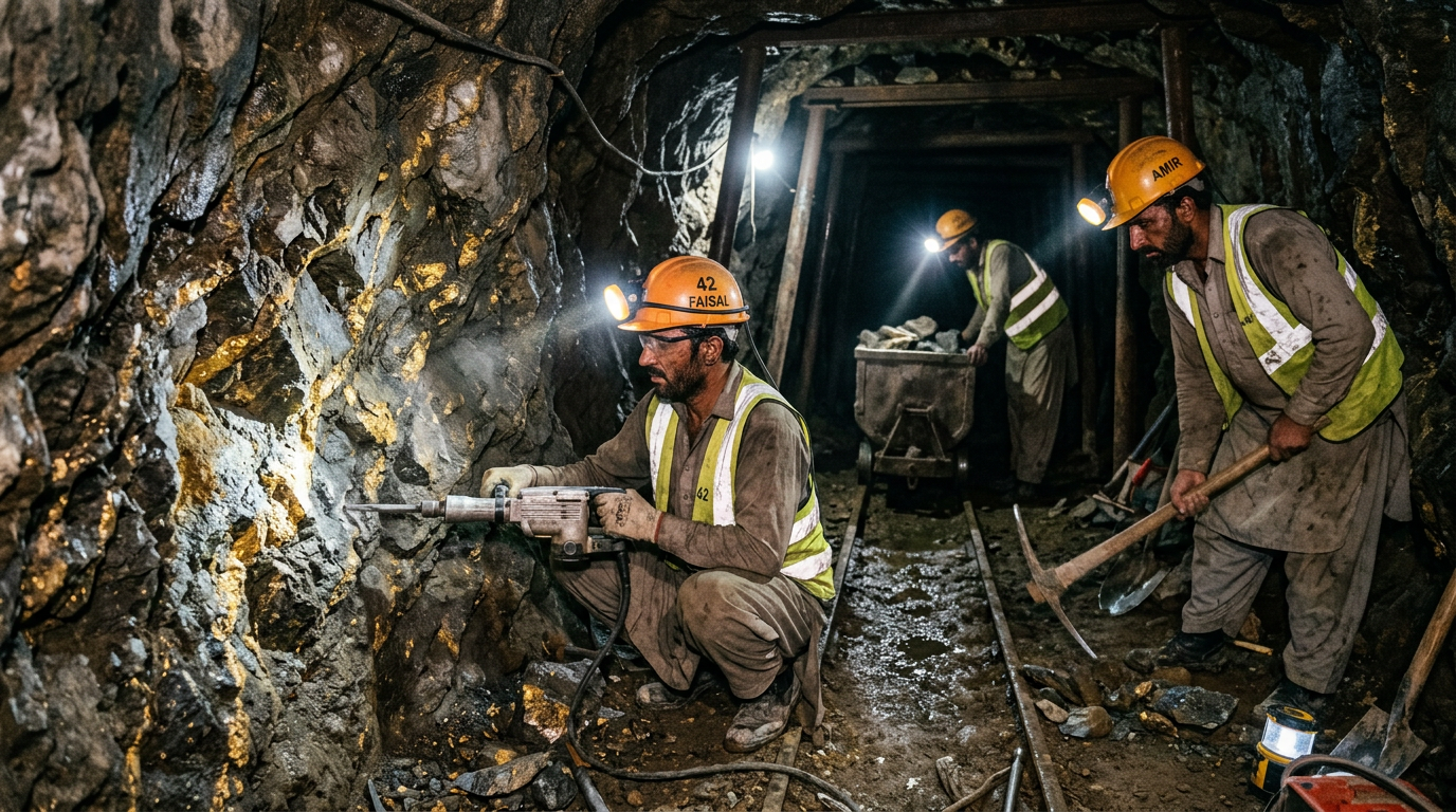 Underground gold mine tunnel Pakistan